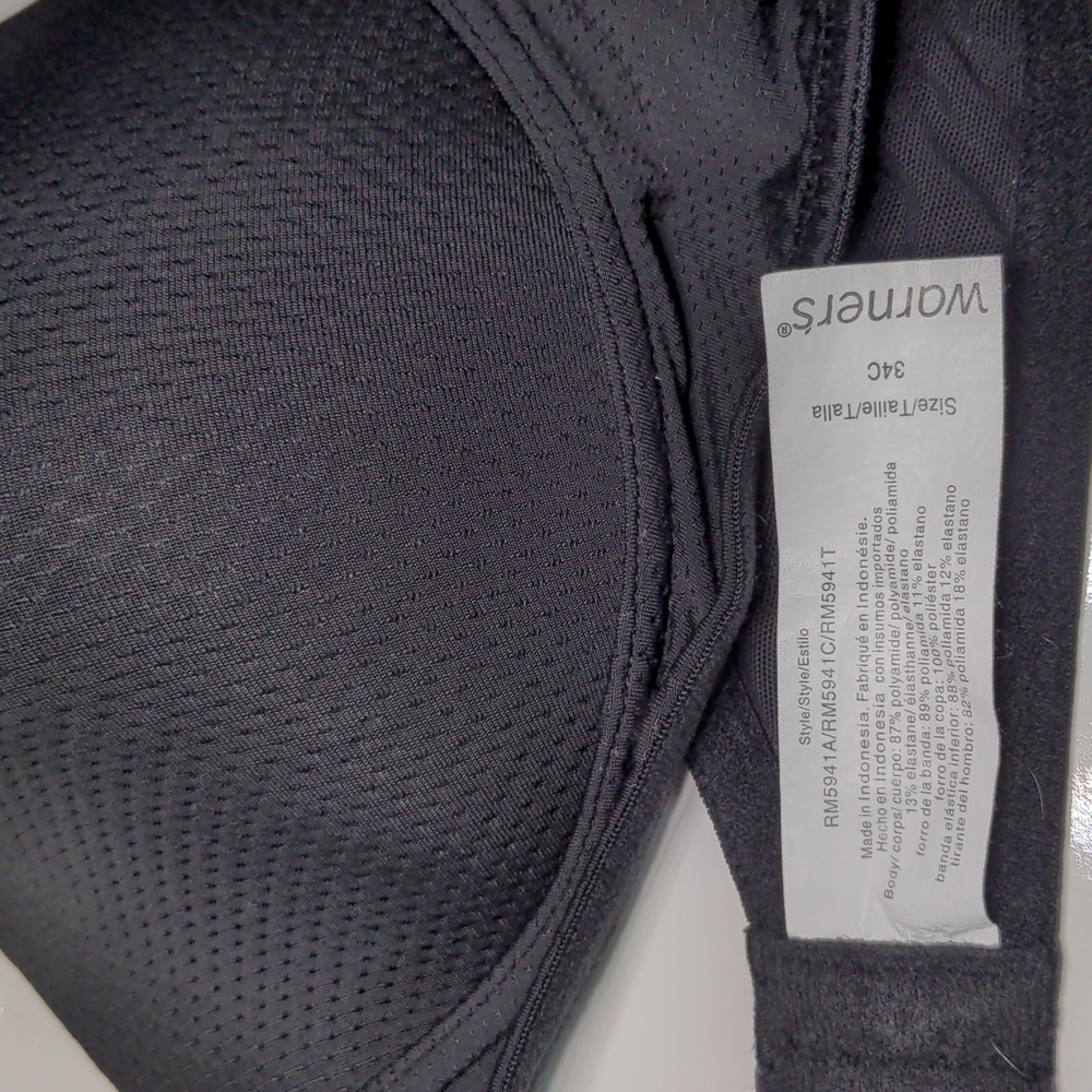 Black Warner's wireless tshirt bra size 34C - Picture 3 of 5